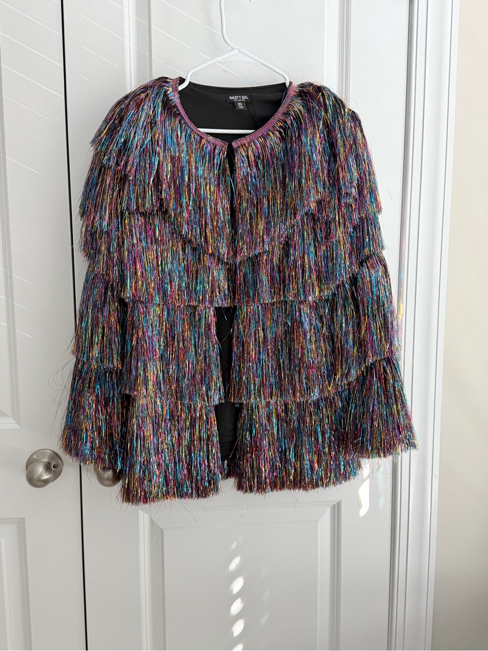 Nasty Gal Multicolor Metallic Fringe Cape Jacket